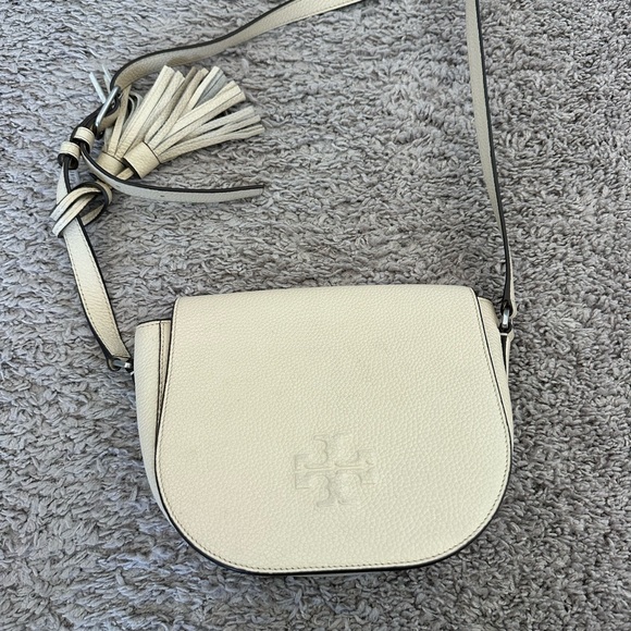 Tory Burch Handbags - Tory Burch Cream Crossbody Bag with Tassel